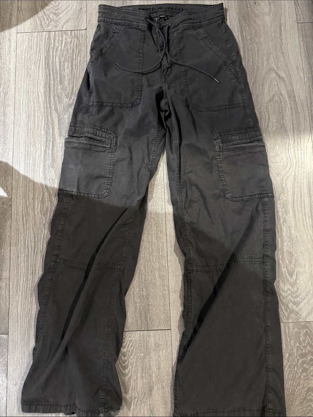 Women’s Grey Cargo Pants with Drawstring Waist